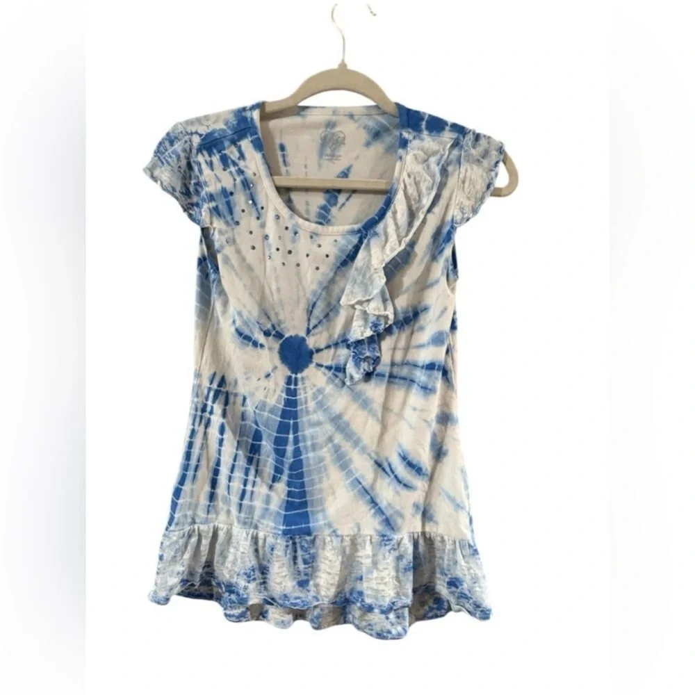 Justice Blue Swirl Ruffle Tee